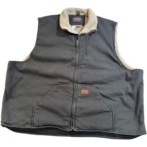 FORGE Work Wear Sherpa Lined Duck Canvas Vest 4XLT 4XL Tall Gray Full Zip